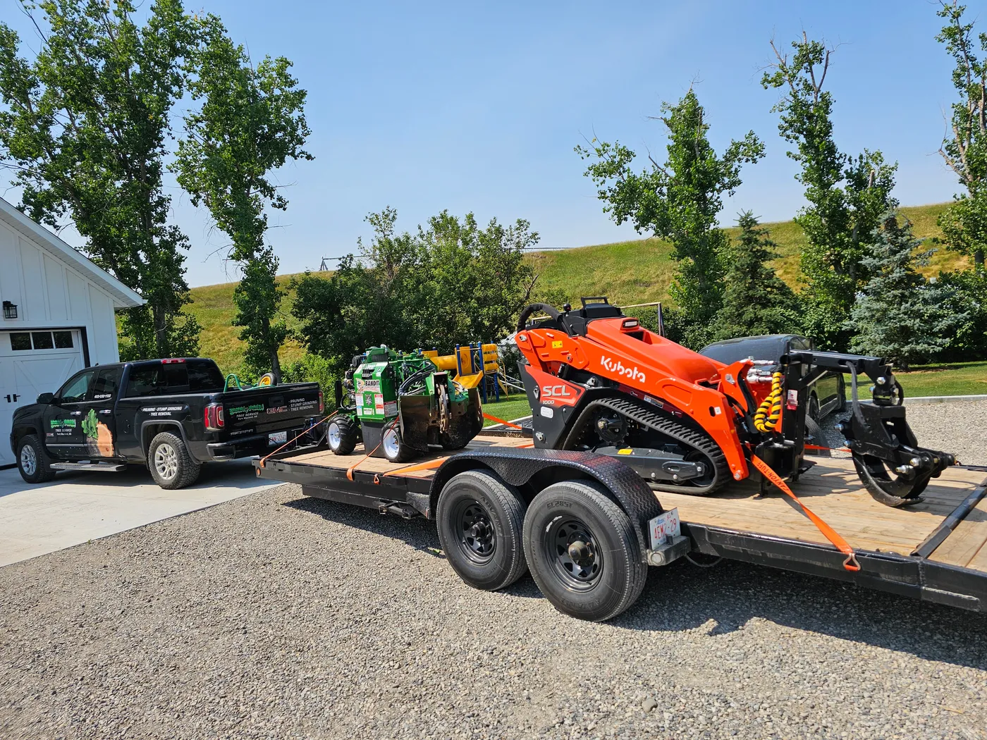 Dandyman equipment secured on a trailer for transport